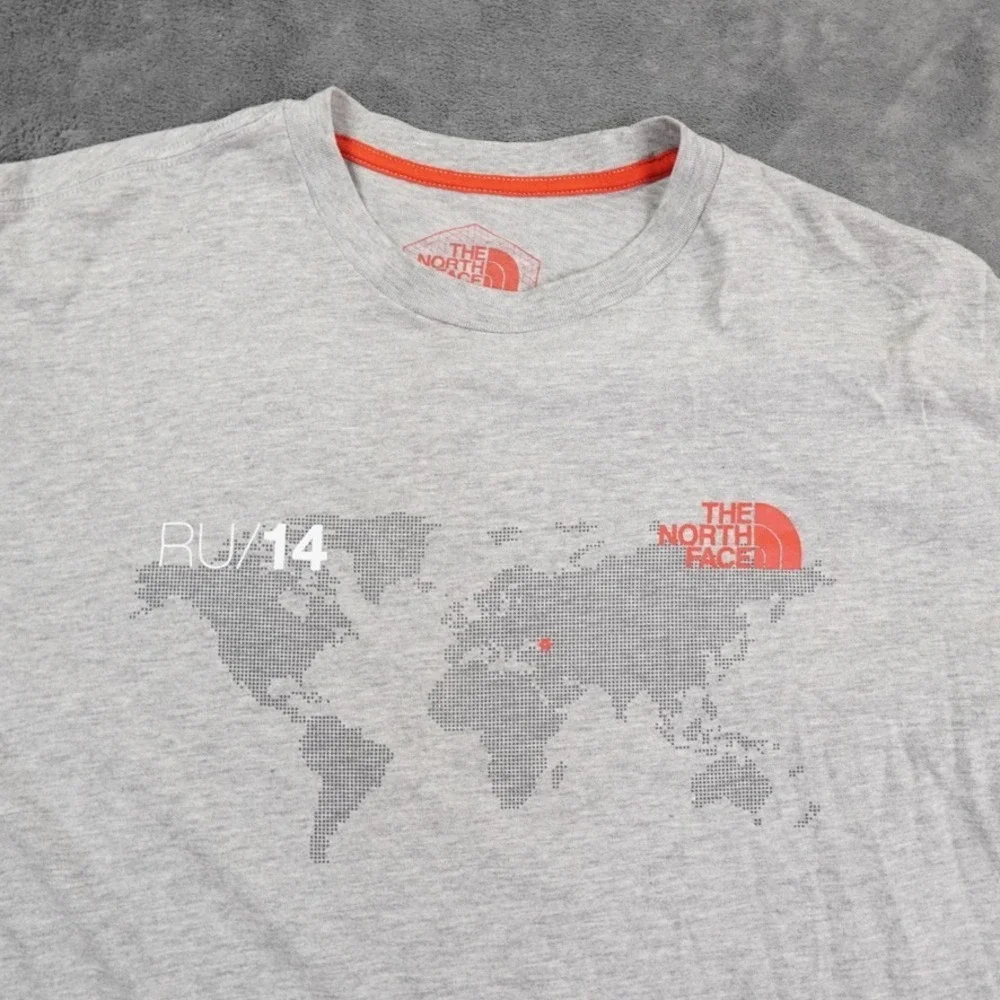 The North Face‎ RU14 Sochi 2014 Olympic Flag Shirt Mens Medium Gray Map Tee